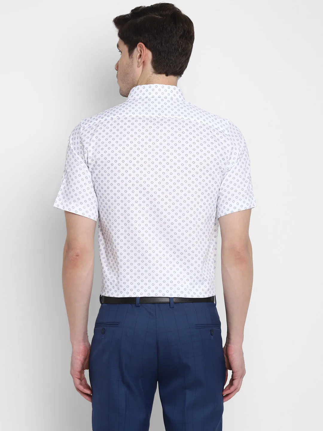 Printed White Regular Fit Formal Shirt