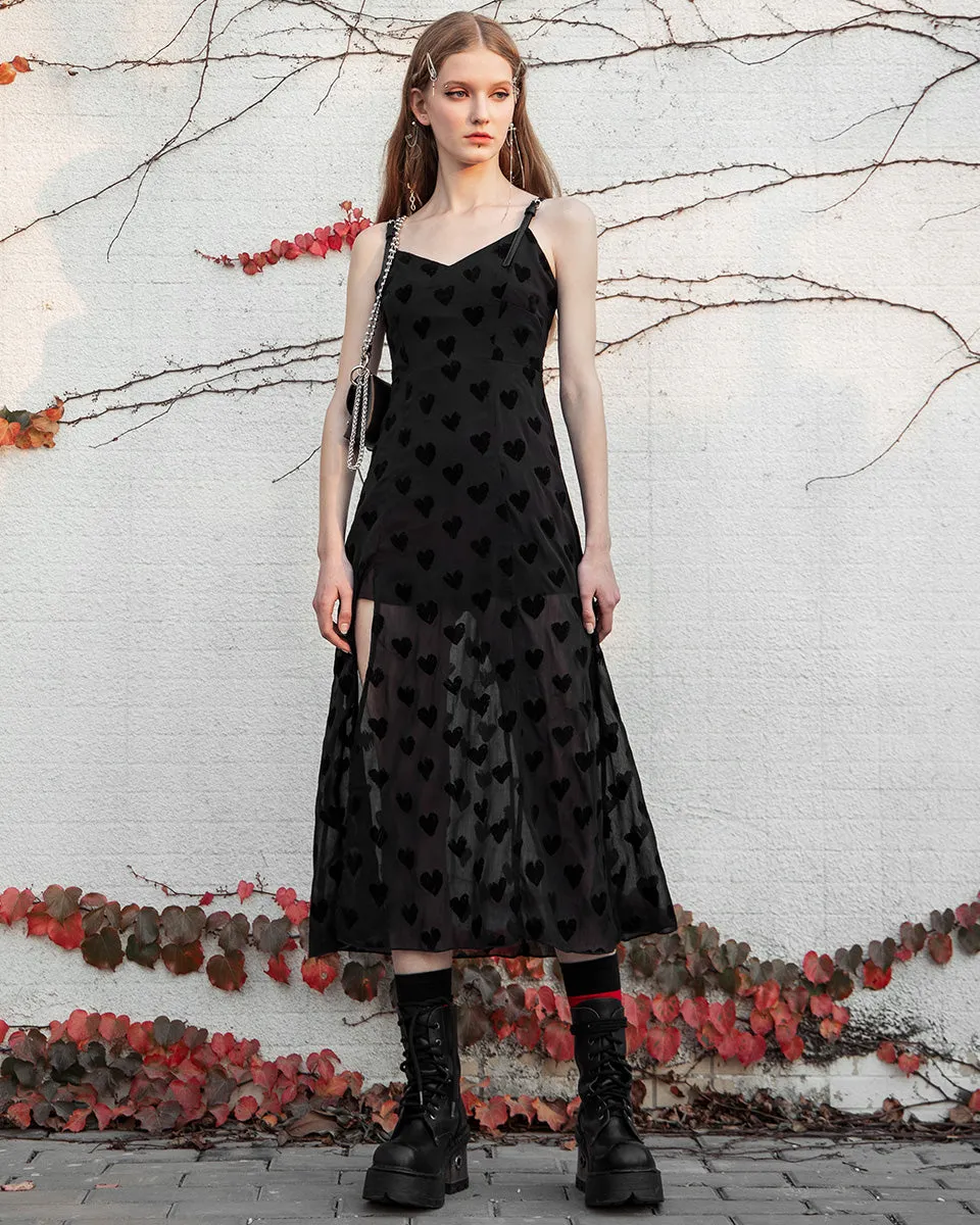 Punk Rave Daily Life Stolen Hearts Chiffon Gothic Maxi Dress