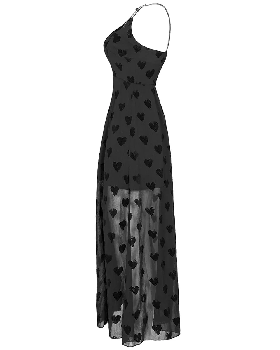 Punk Rave Daily Life Stolen Hearts Chiffon Gothic Maxi Dress