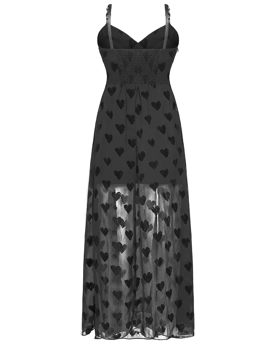 Punk Rave Daily Life Stolen Hearts Chiffon Gothic Maxi Dress