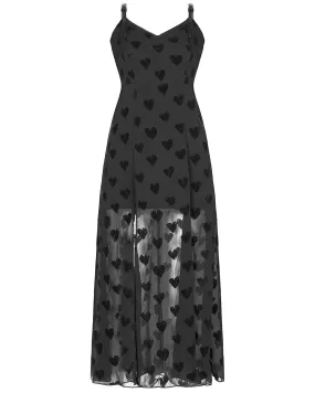 Punk Rave Daily Life Stolen Hearts Chiffon Gothic Maxi Dress