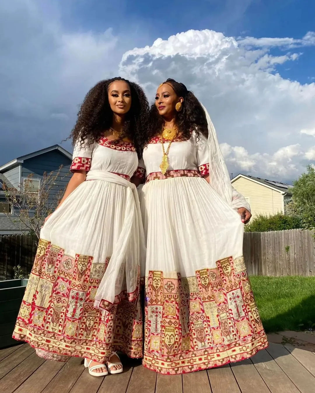 Red Design Habesha Dress Beaded Habesha Wedding Dress Style