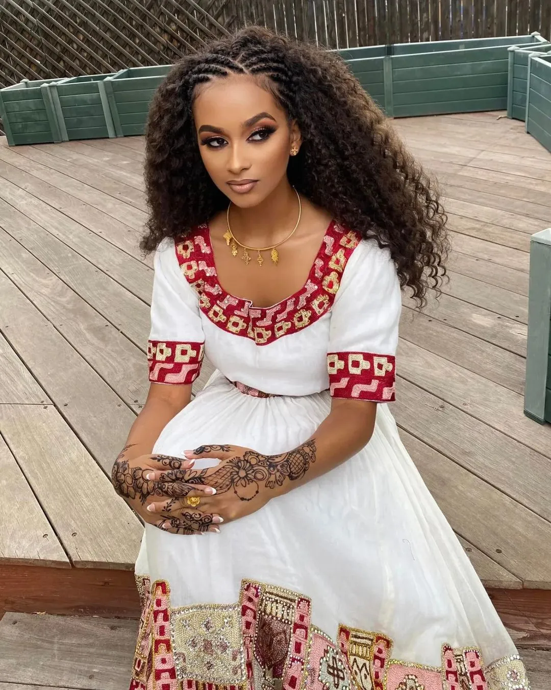 Red Design Habesha Dress Beaded Habesha Wedding Dress Style