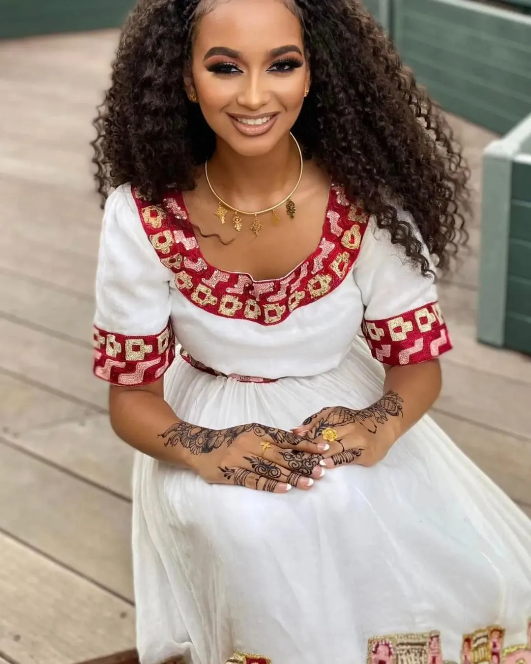 Red Design Habesha Dress Beaded Habesha Wedding Dress Style