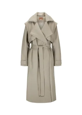 Regndråpe Trench Coat - Taupe Pinstripe