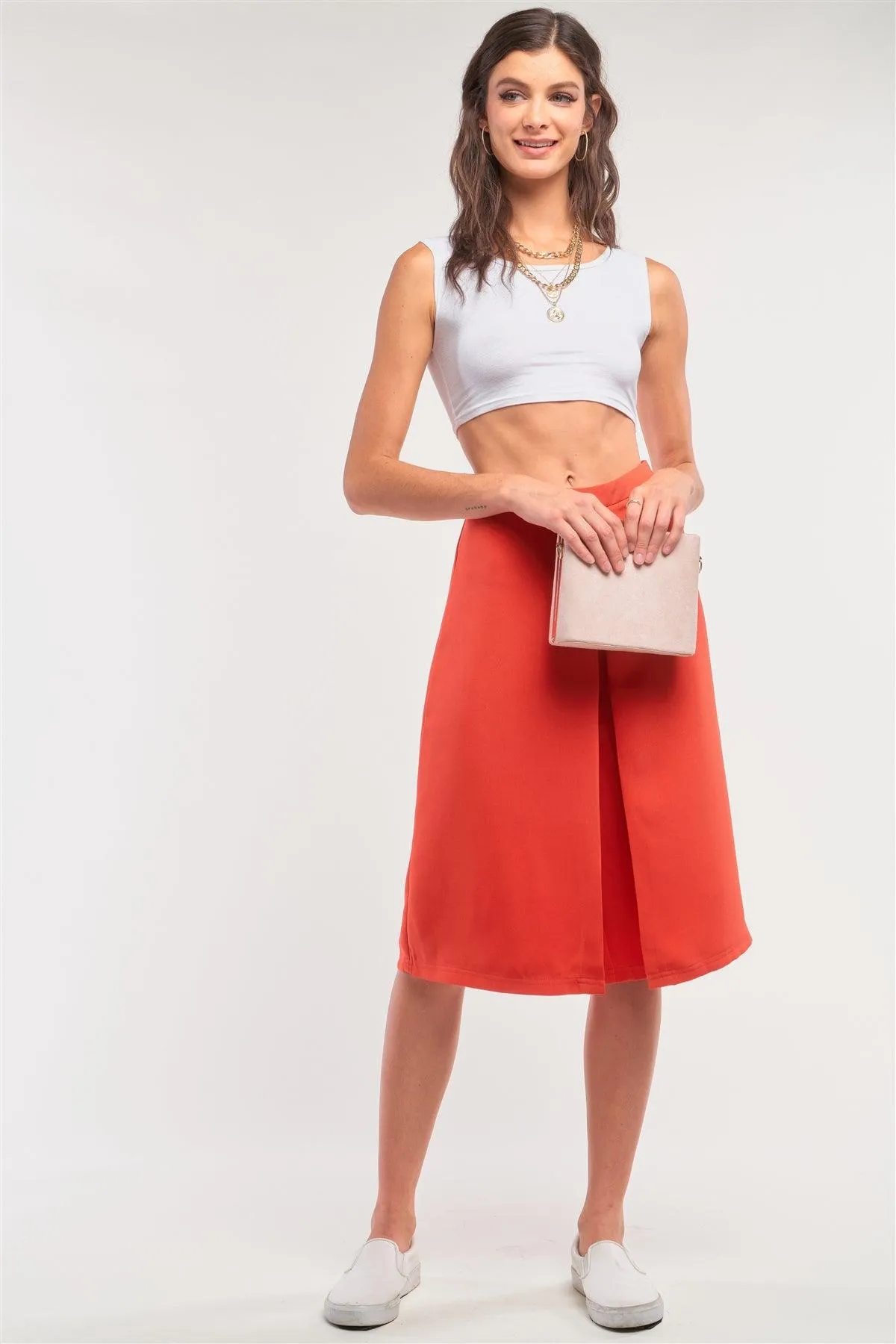 Scarlet High Waisted Pleated Wide Leg Skort /1-2-2-1