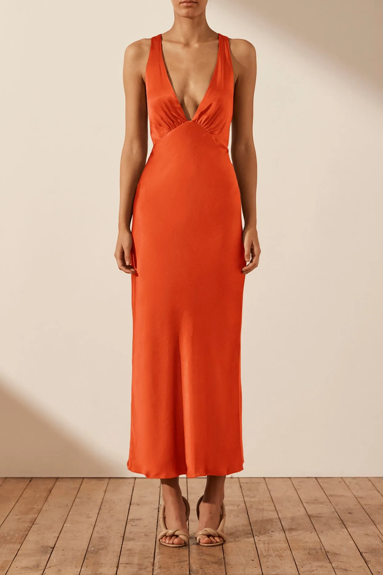 Shona Joy Milo Plunged Cross Back Midi Dress