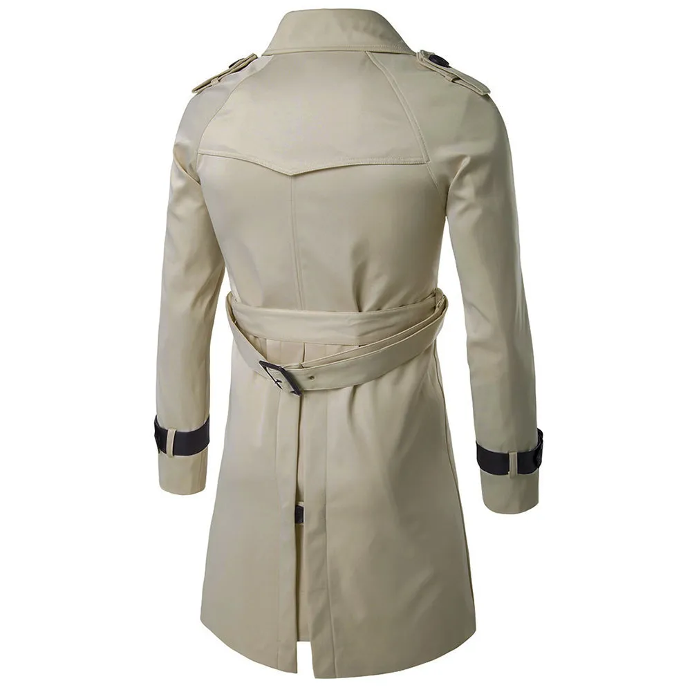 Slim Fit Belted Trench Coat Khaki