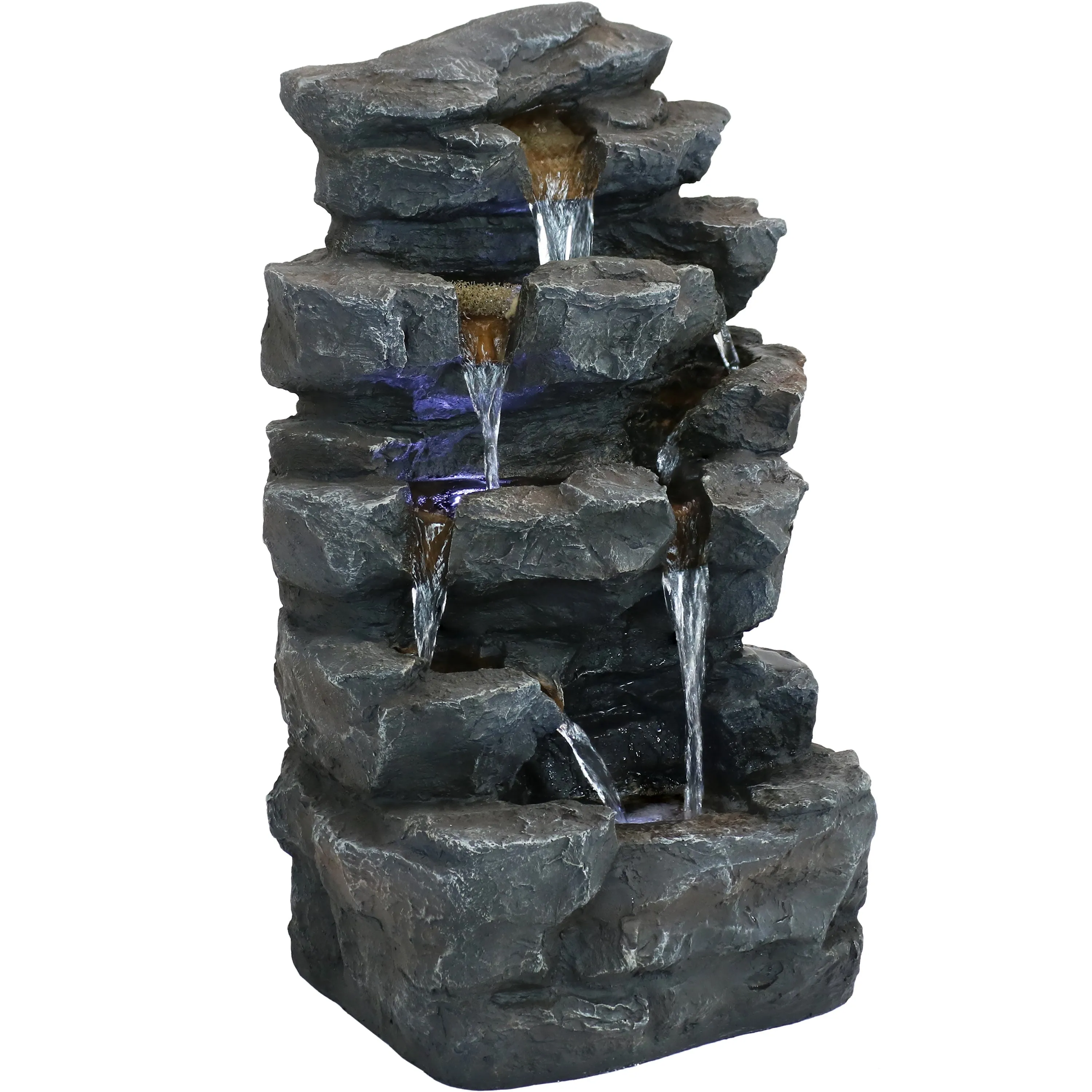 Sunnydaze Grotto Falls Water Fountain with LED Lights - 24"