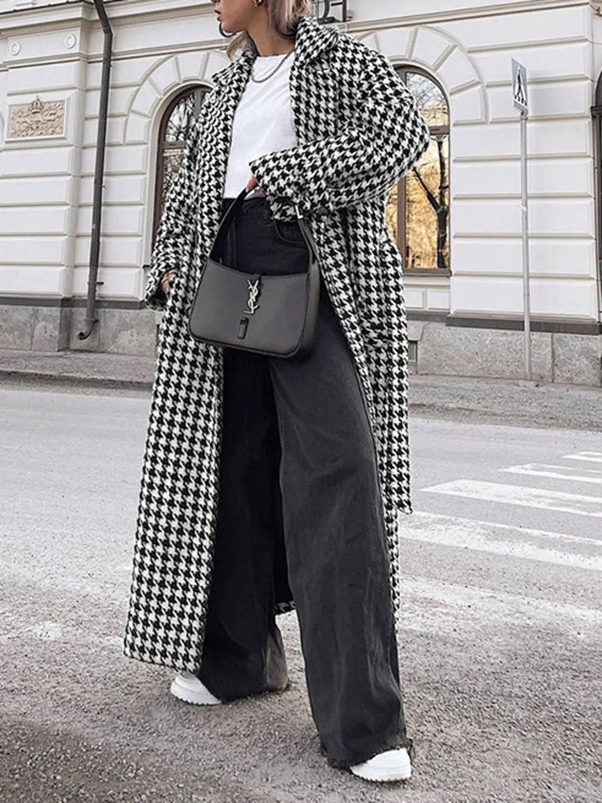 TastyHottie - Houndstooth Tweed Trench Coat