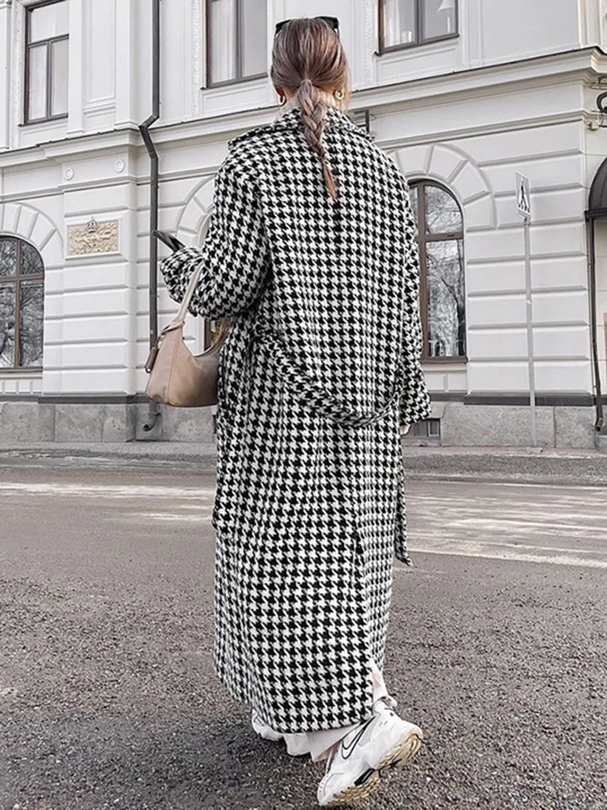 TastyHottie - Houndstooth Tweed Trench Coat