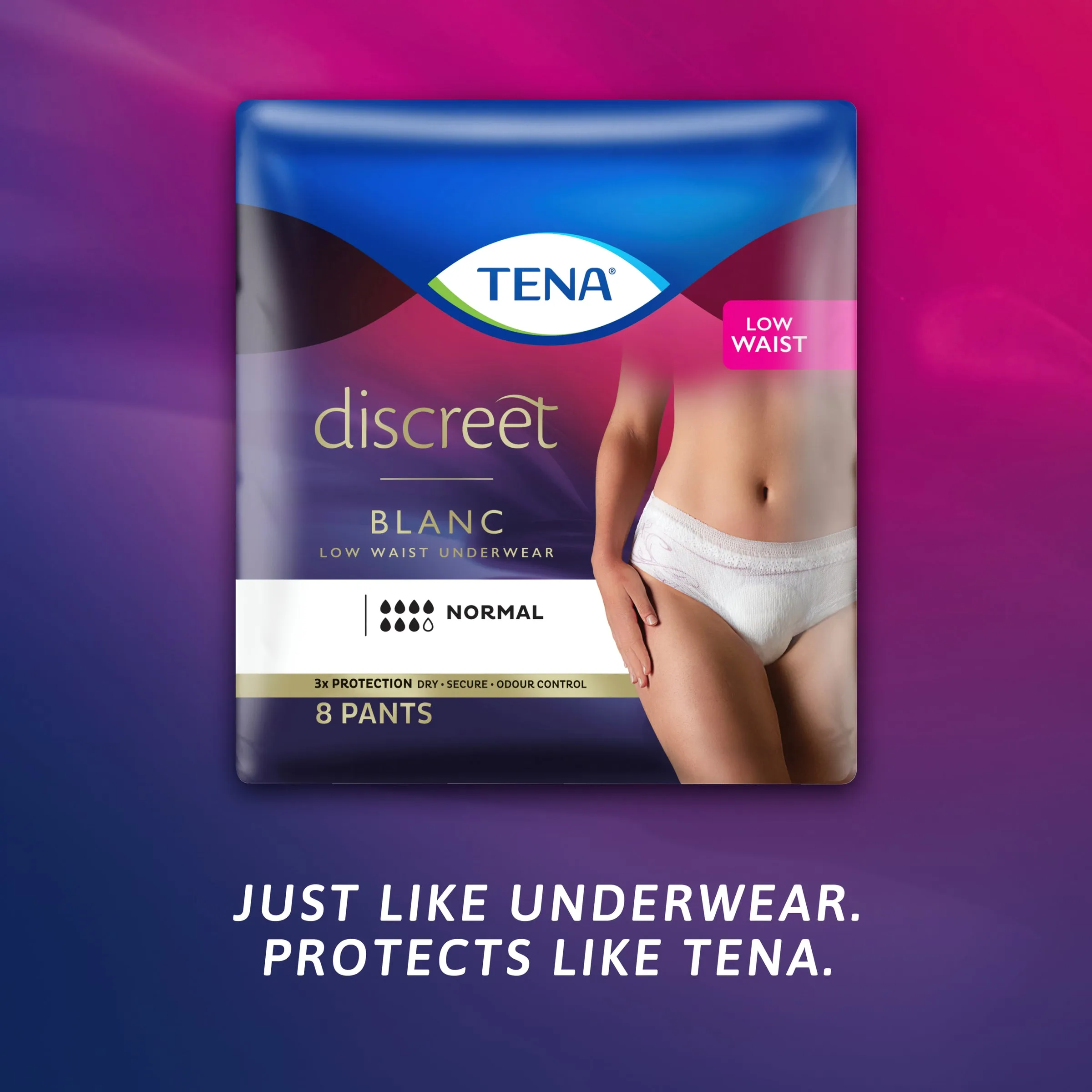 TENA Pants Women Discreet Medium 8 Pack