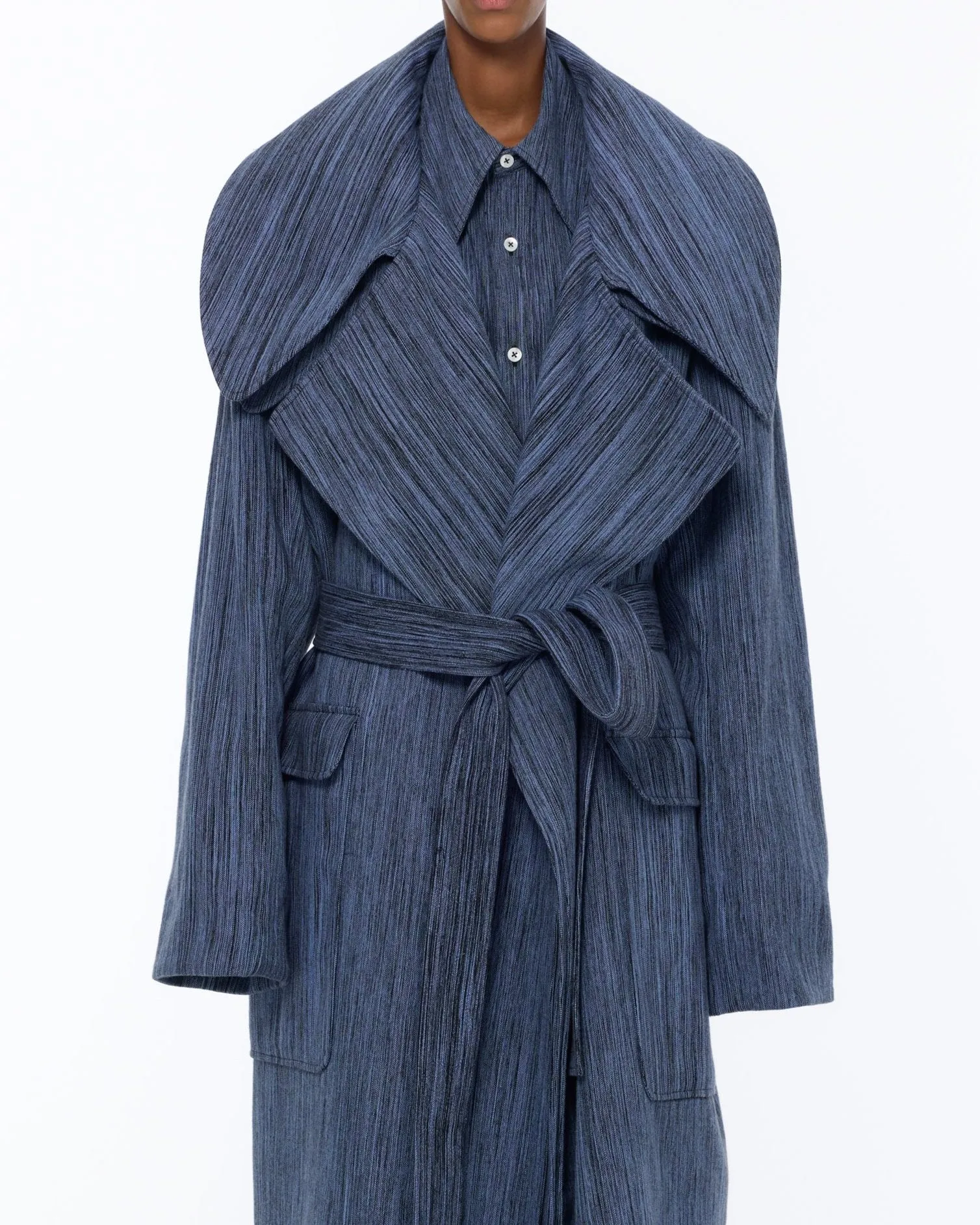 The Double Lapel Overcoat : Parisian Blue Chambray