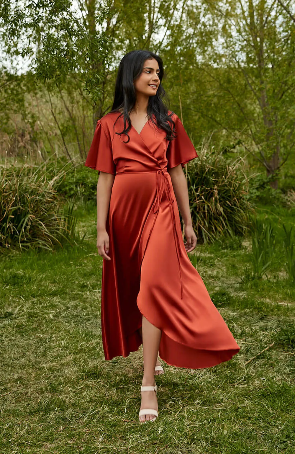 The Florence Waterfall Satin Dress