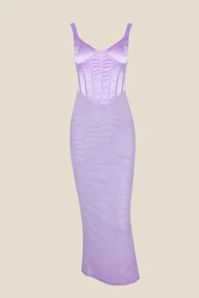 V-neck Lilac Mermaid Long Dress with Slit