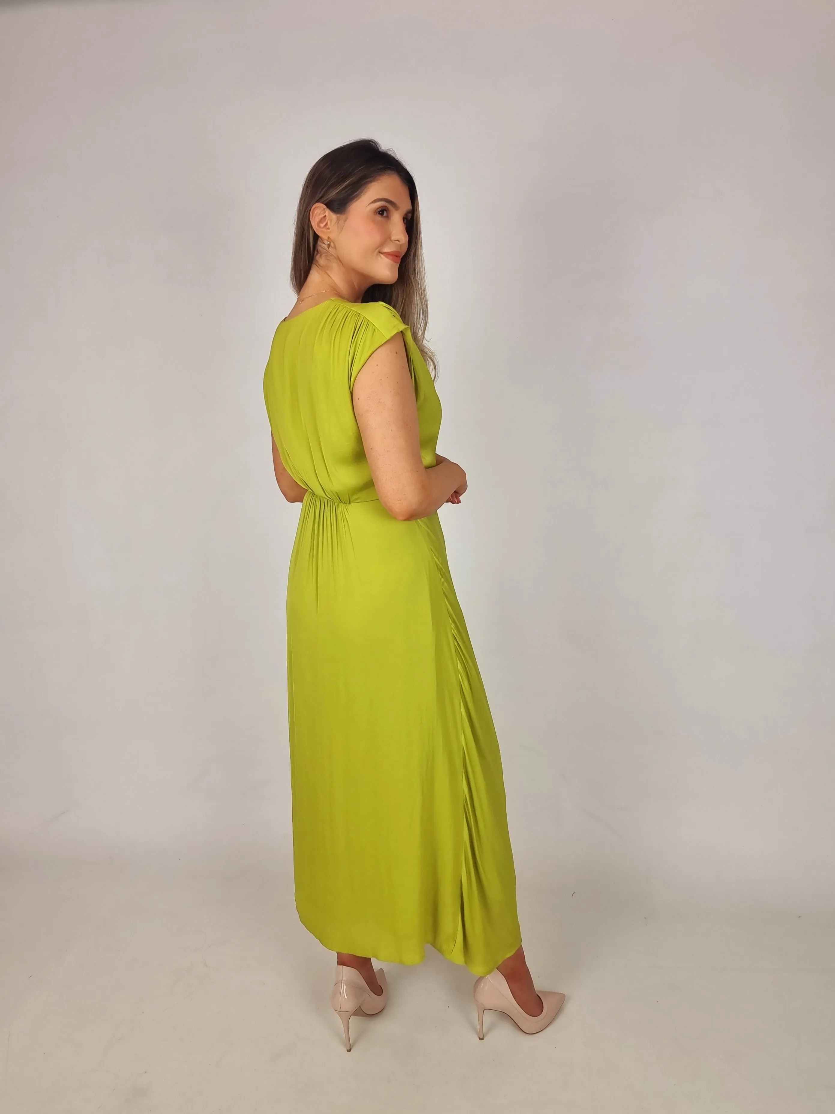 Van-Dos Green V Neck Dress