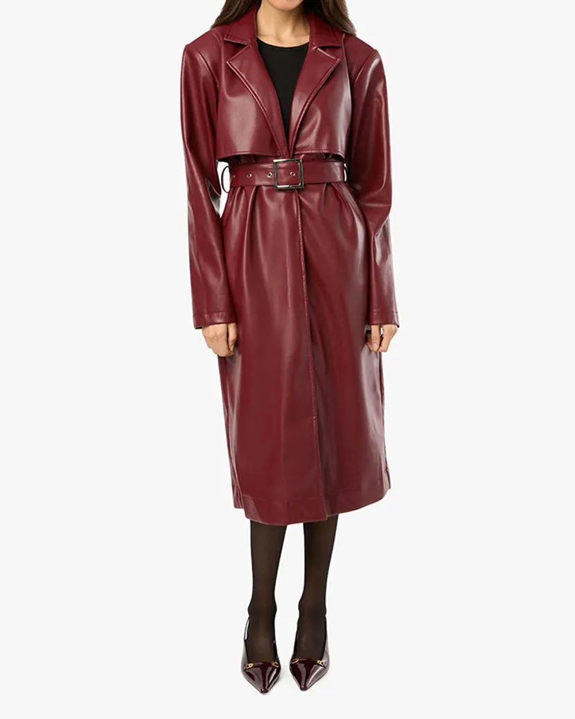 Vegan Leather Trench Coat