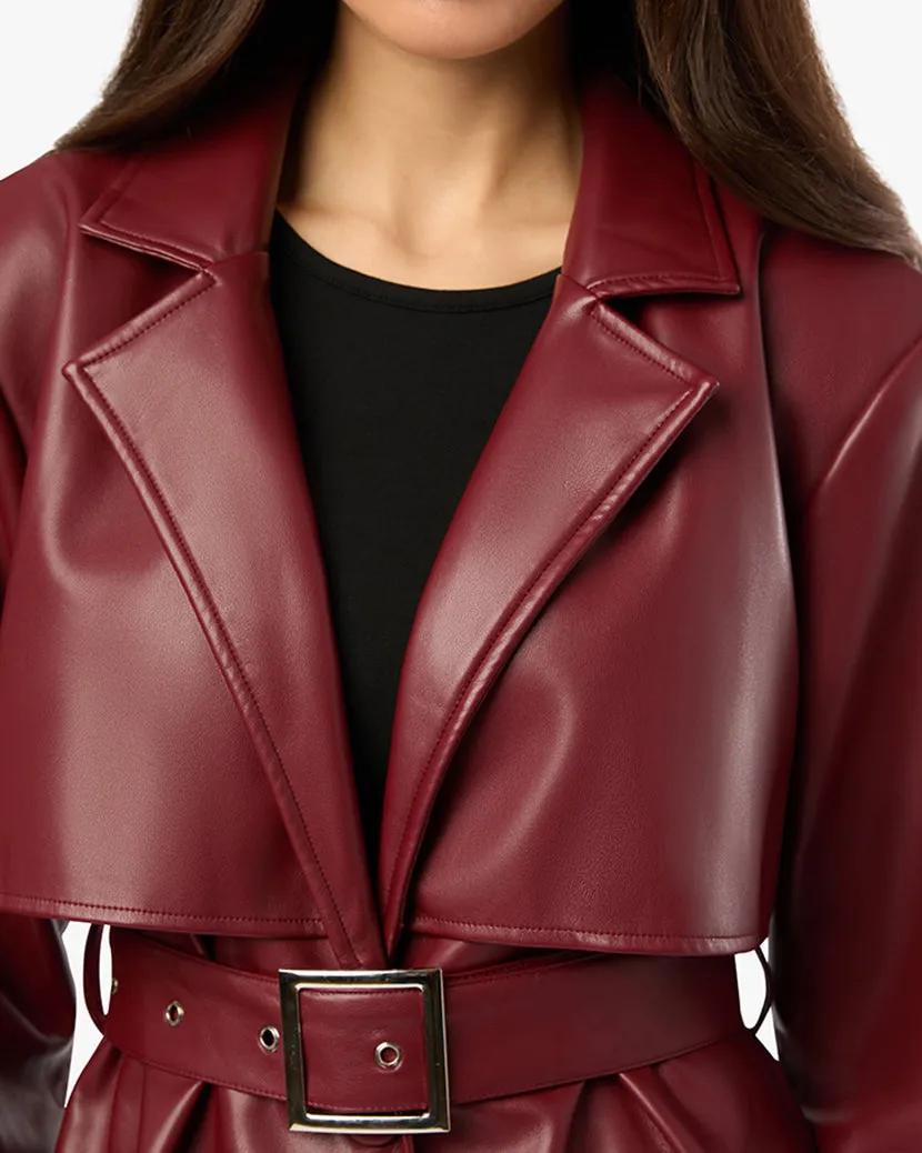 Vegan Leather Trench Coat