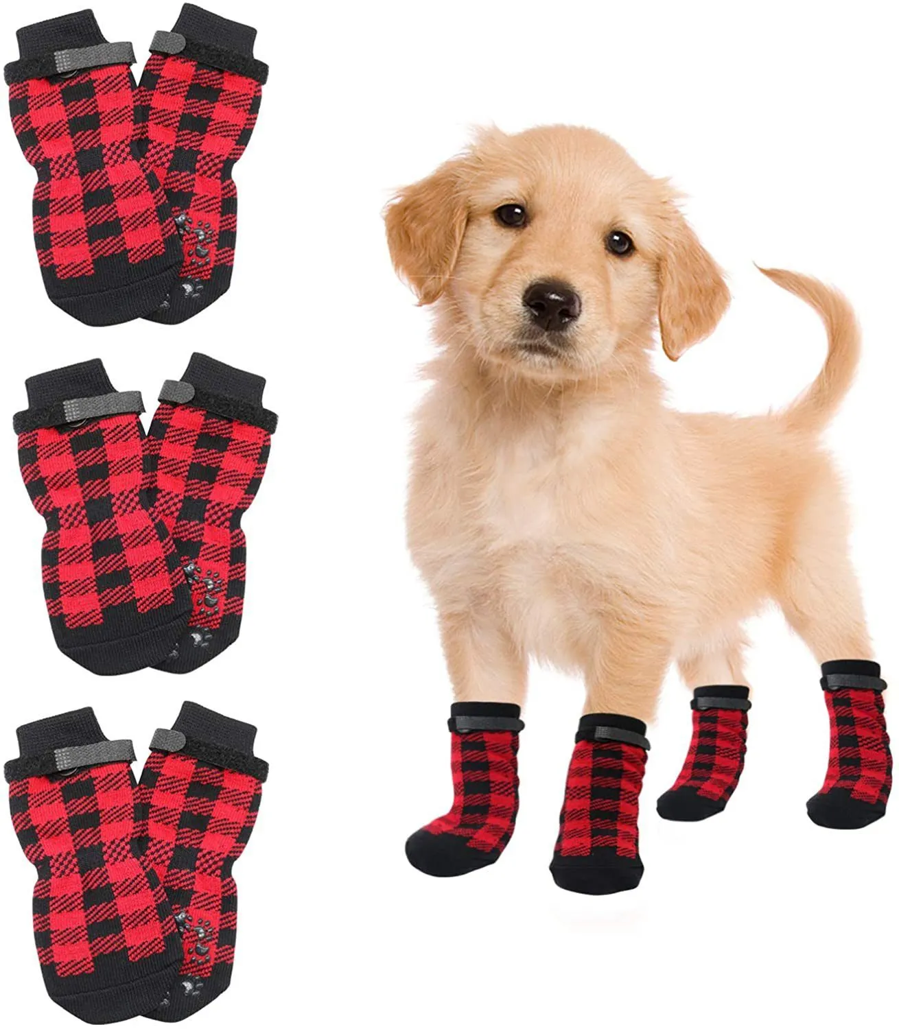 Warm Winter Anti-Slip Socks for Dogs 4 pcs