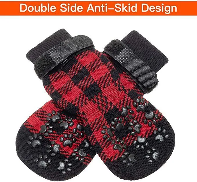 Warm Winter Anti-Slip Socks for Dogs 4 pcs