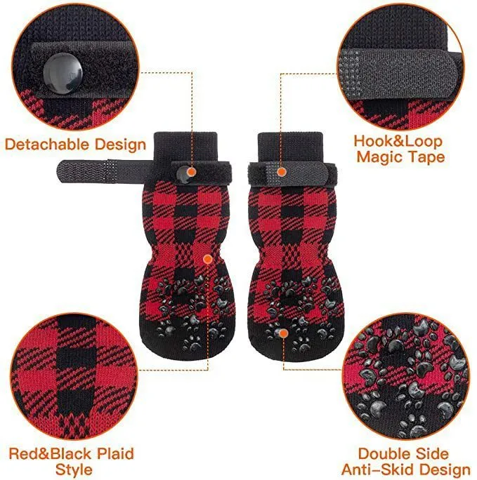 Warm Winter Anti-Slip Socks for Dogs 4 pcs