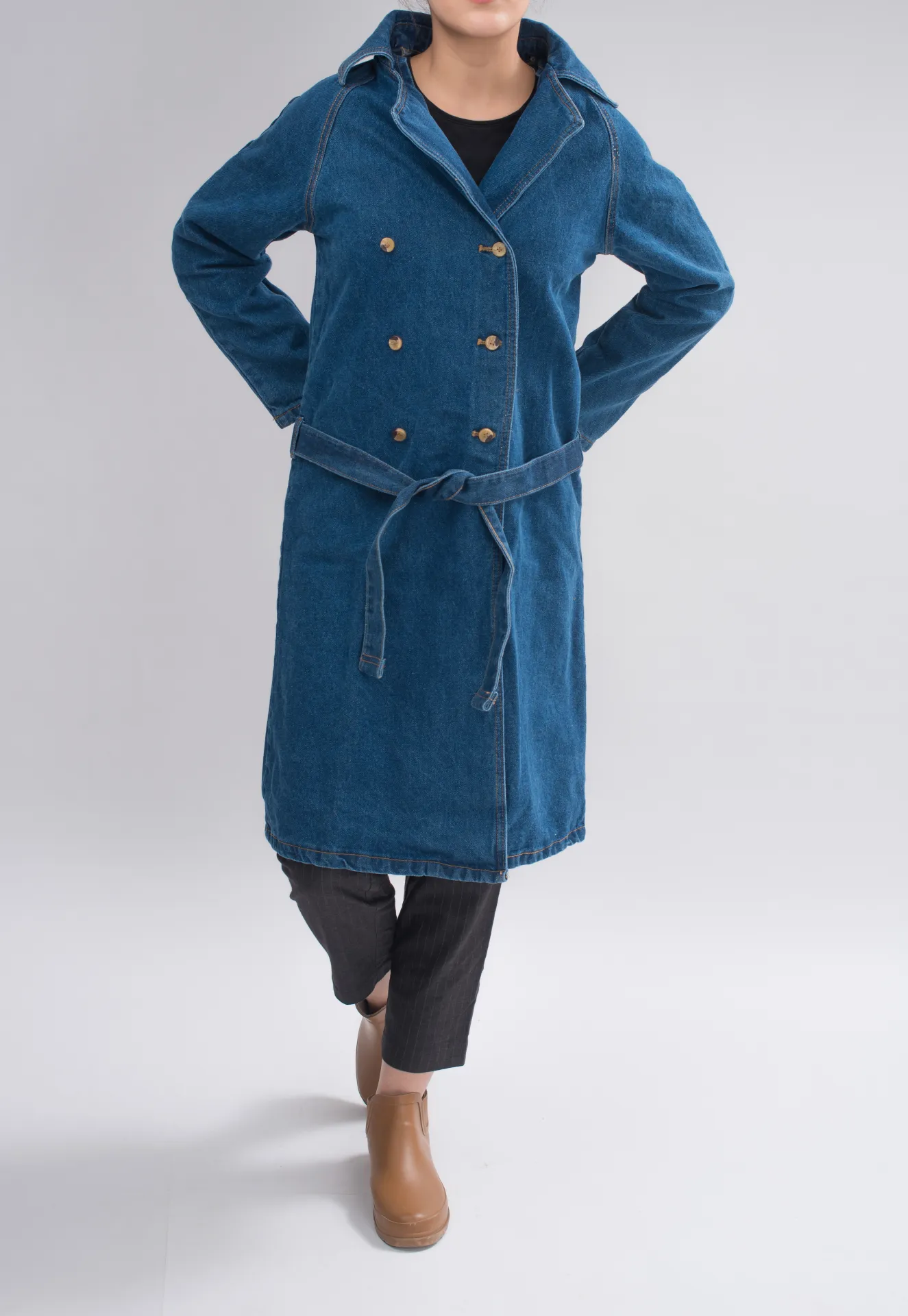 Women's Trench Coat in Denim