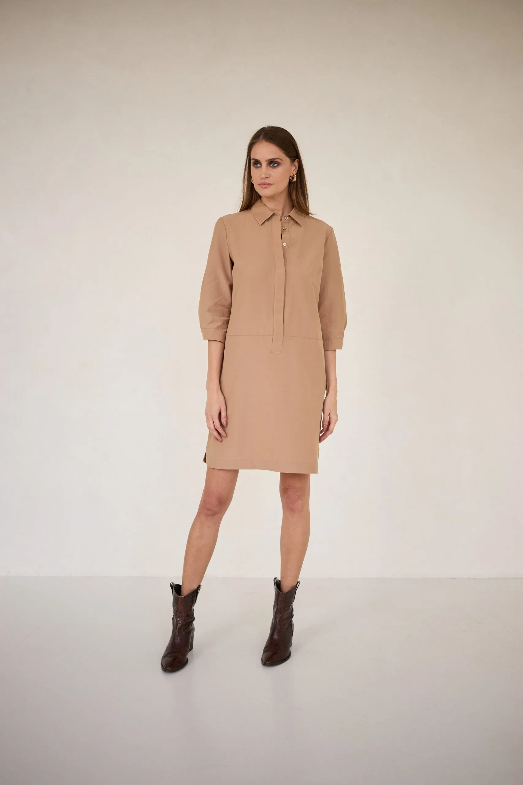 Zoe Shirt Dress Light Brown